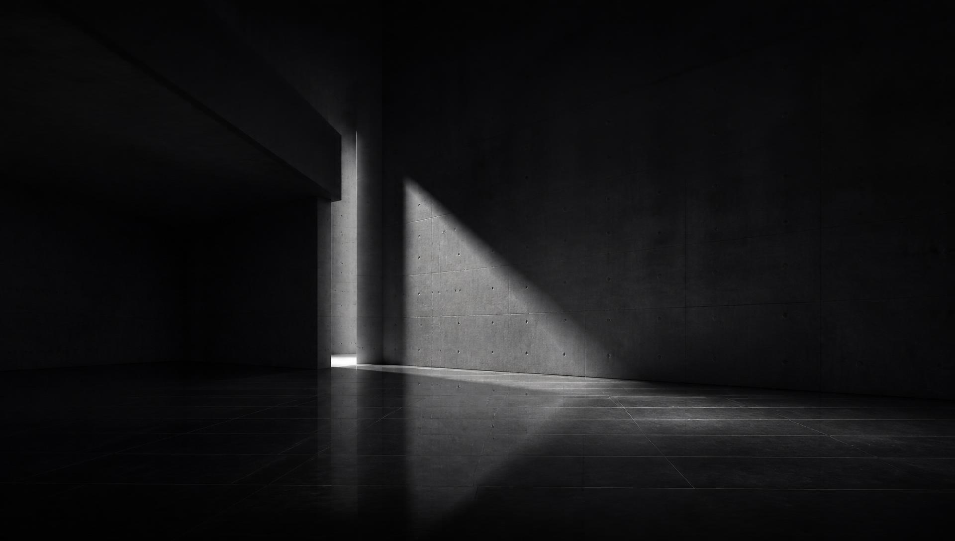 Architectural interior rendered in near-black and light — ID studio hero image